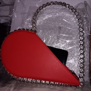 New in box Heart-shaped Diamond handle small Purse